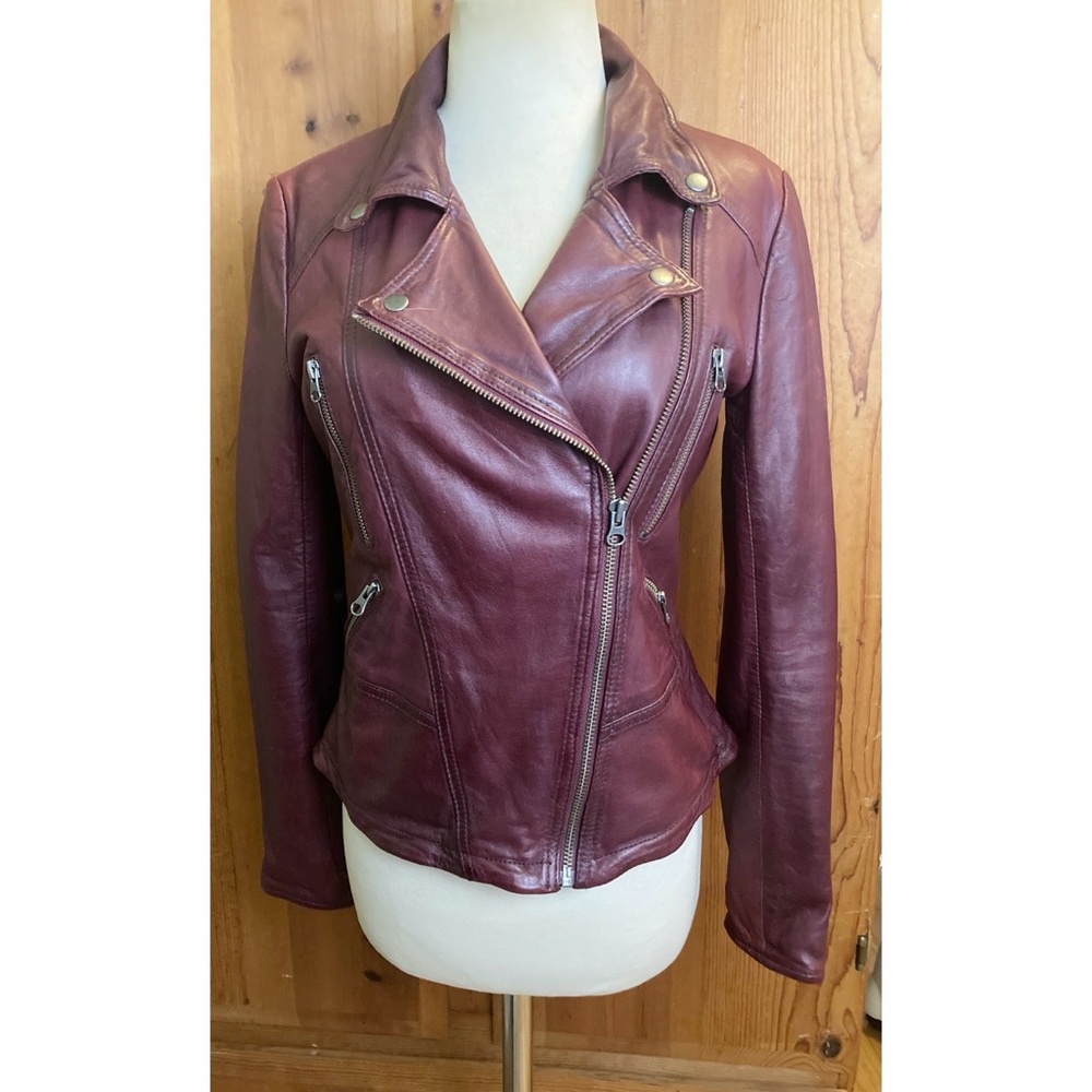 Free People 100% Leather Moto Jacket Size 4